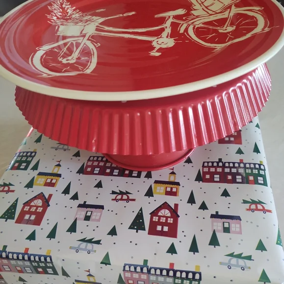 NWt ❣️Bicycle🚲Plate & Polka-DoT Pedestal Stand~